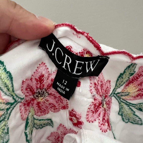 J. Crew White Mini Dress with Pink Floral Embroidery - Picture 11 of 12